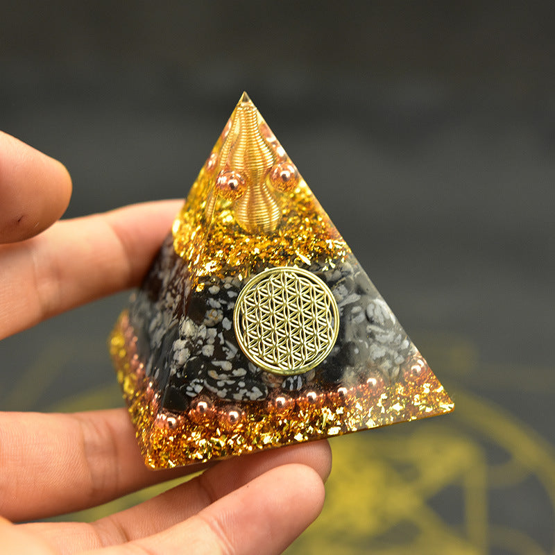 Reiki Orgonite Energy Pyramid | Chakra Healing Resin Cube for Fortune and Soul Soothing