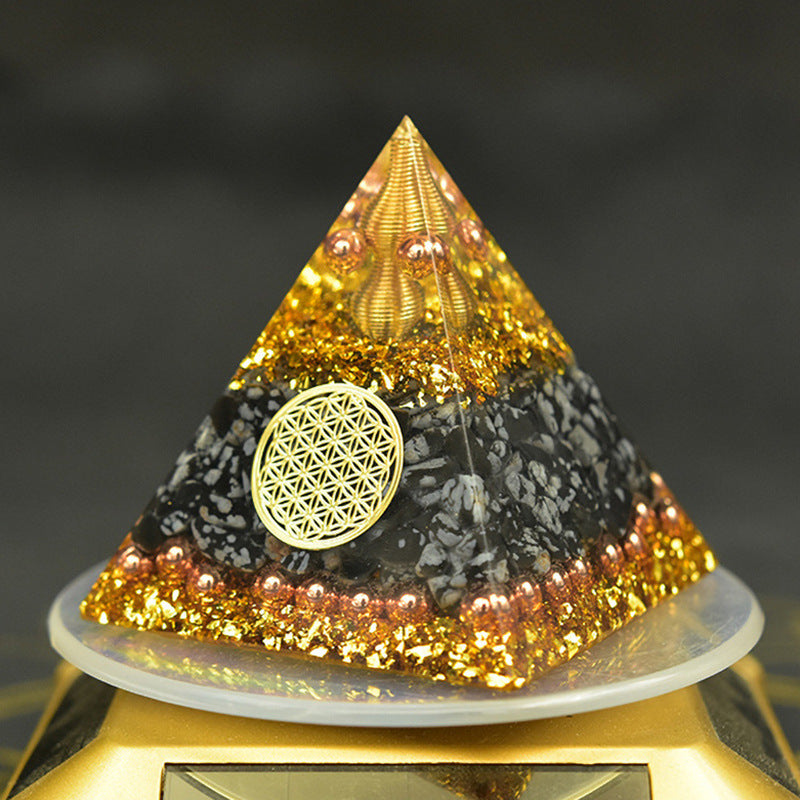 Reiki Orgonite Energy Pyramid | Chakra Healing Resin Cube for Fortune and Soul Soothing