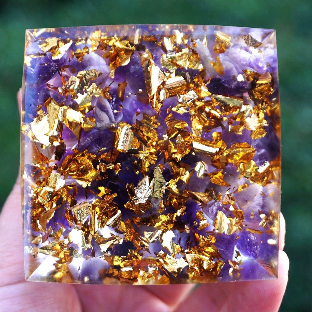 Tiger Eye Orgonite Pyramid | Energy Generator Crystal Pyramid for Reiki, Chakra Healing and EMF Protection