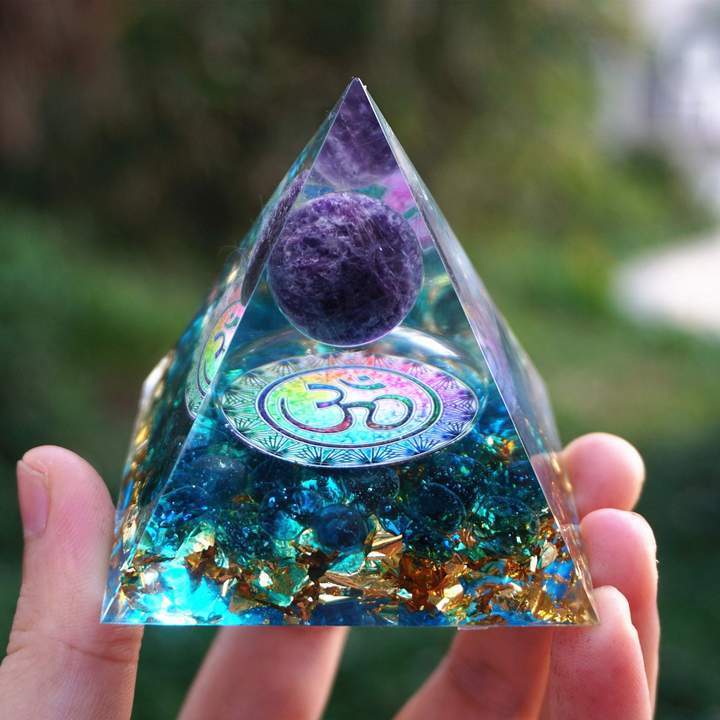 Tiger Eye Orgonite Pyramid | Energy Generator Crystal Pyramid for Reiki, Chakra Healing and EMF Protection