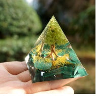 Tiger Eye Orgonite Pyramid | Energy Generator Crystal Pyramid for Reiki, Chakra Healing and EMF Protection