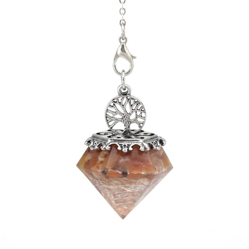 Natural Crystal Gravel Mixed Resin Pendulum
