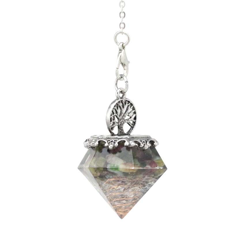Natural Crystal Gravel Mixed Resin Pendulum