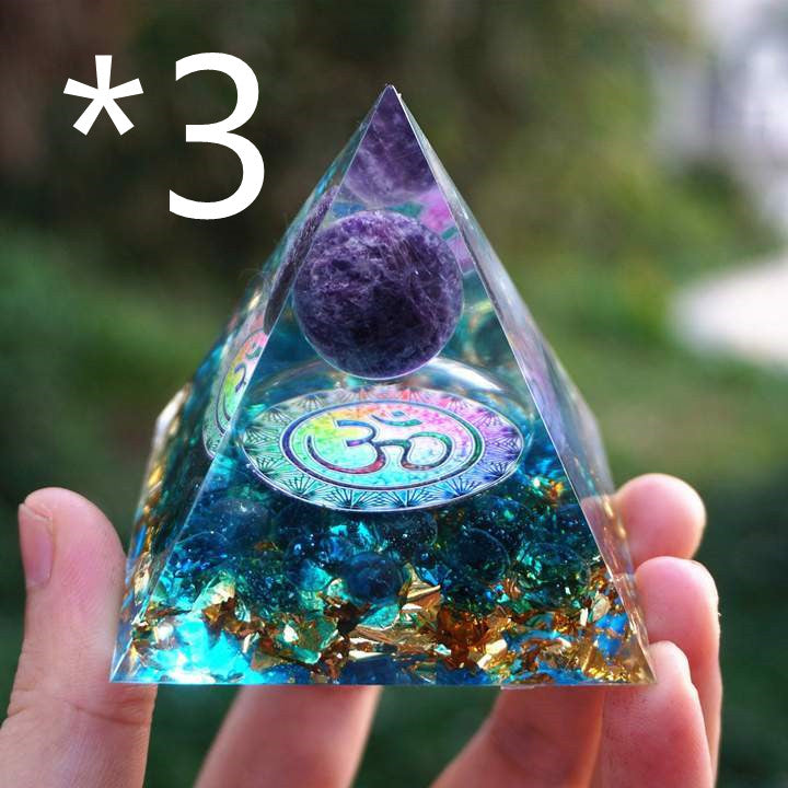 Tiger Eye Orgonite Pyramid | Energy Generator Crystal Pyramid for Reiki, Chakra Healing and EMF Protection