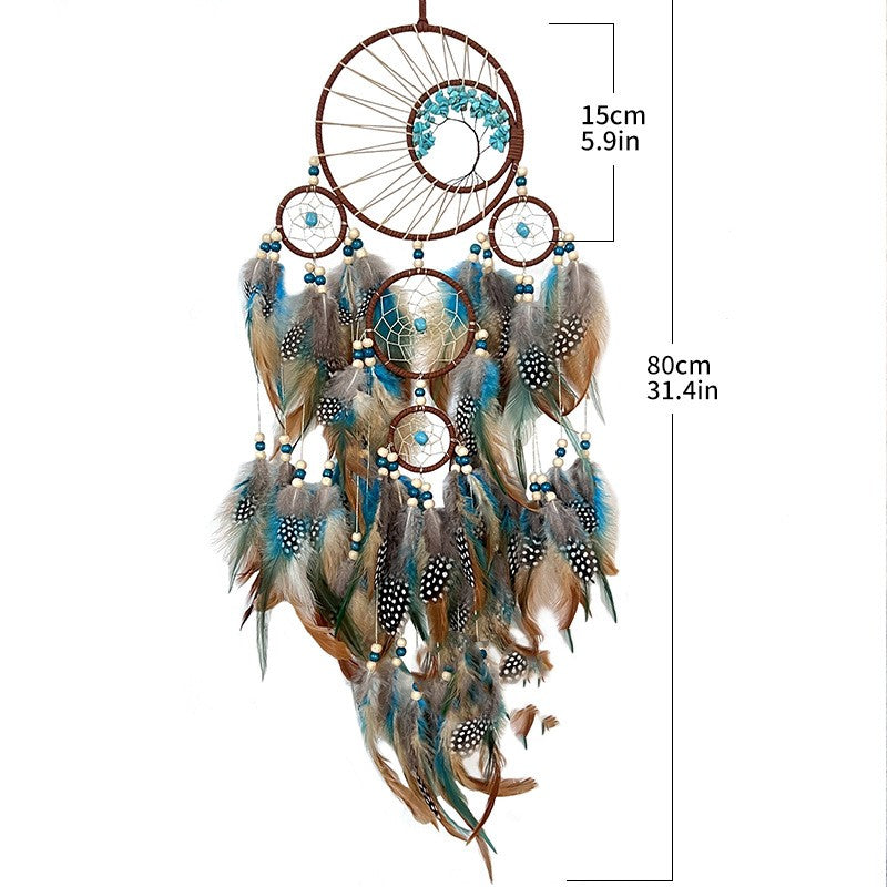 Turquoise Crystal Dreamcatcher Wind Chime | Lucky Tree Protection Charm for Home & Garden