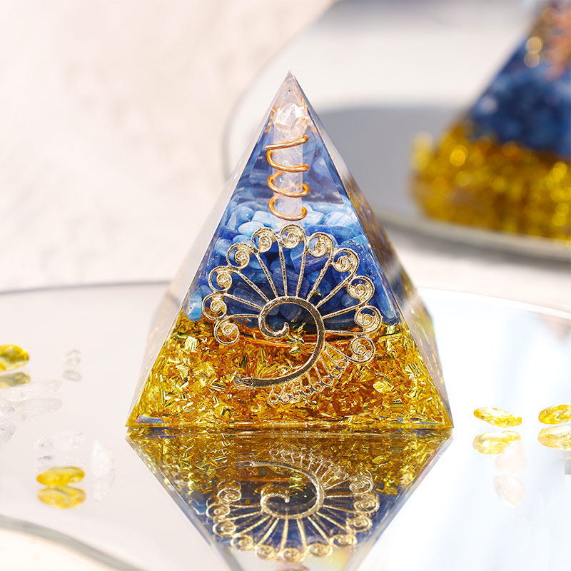 Crystal Gravel Orgonite Pyramid | Resin Energy Tower for Home Decor and Positive Energy