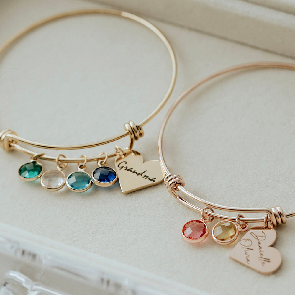 Birthstone Love Retractable Bracelet Can Be Engraved