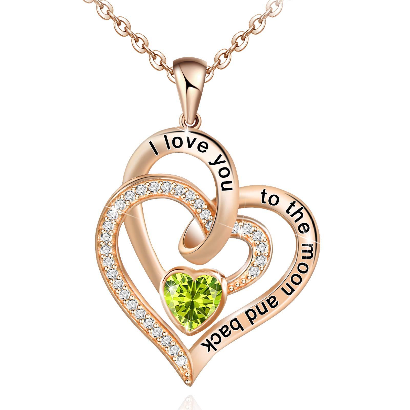 Birthstone Double Heart Necklace | Personalized Gemstone Pendant for Each Month