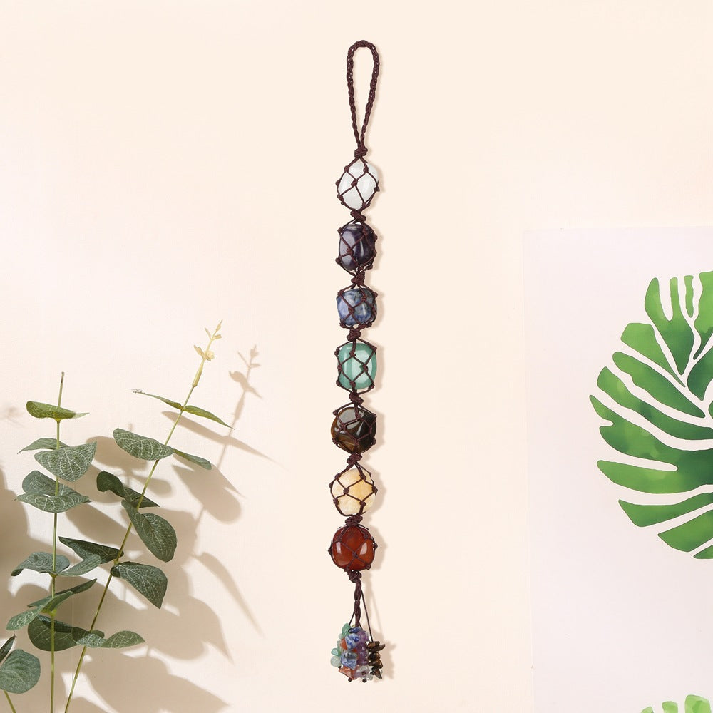 7 Chakra Healing Crystal Pendant | Natural Gemstone Hand-Woven Pendant for Meditation & Energy Balance