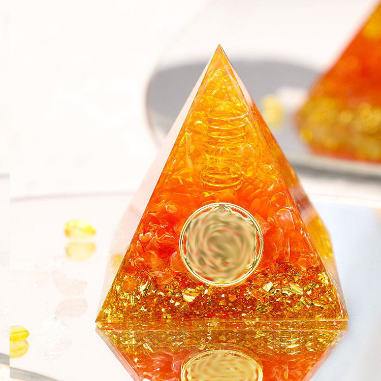 Crystal Gravel Orgonite Pyramid | Resin Energy Tower for Home Decor and Positive Energy