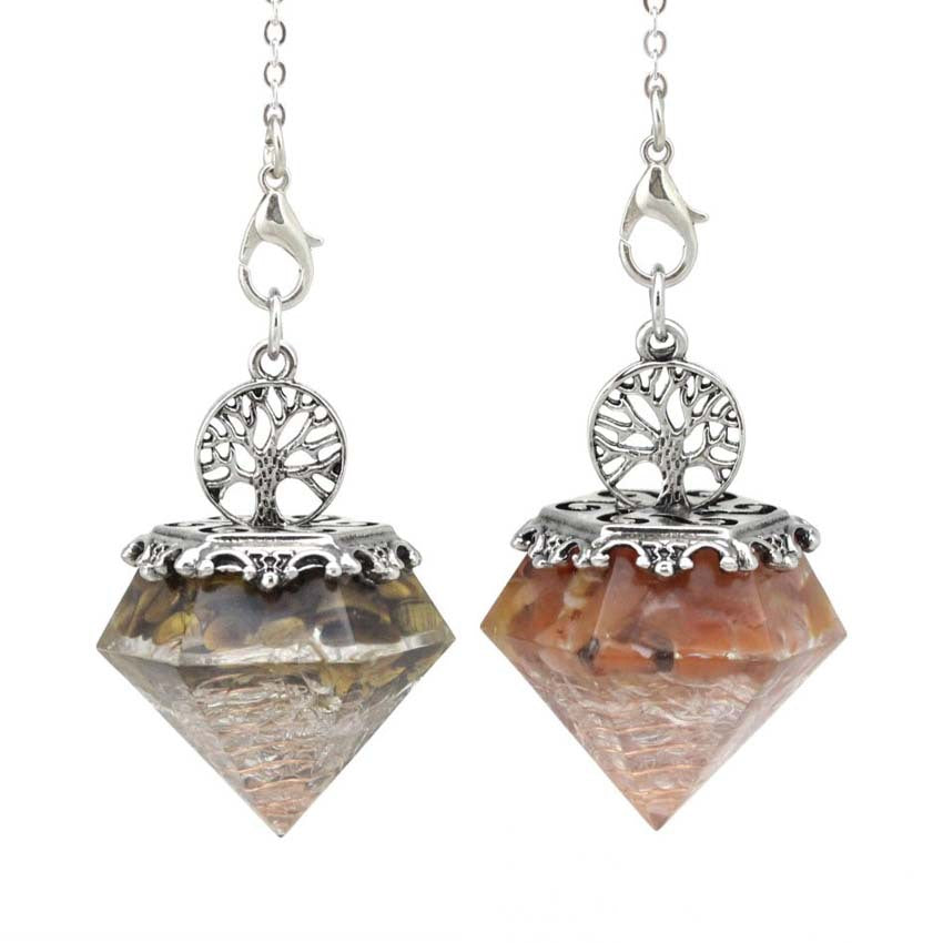 Natural Crystal Gravel Mixed Resin Pendulum