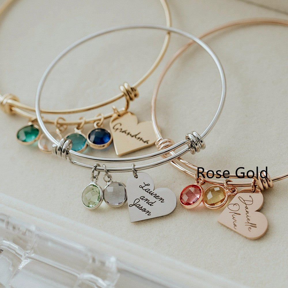 Birthstone Love Retractable Bracelet Can Be Engraved