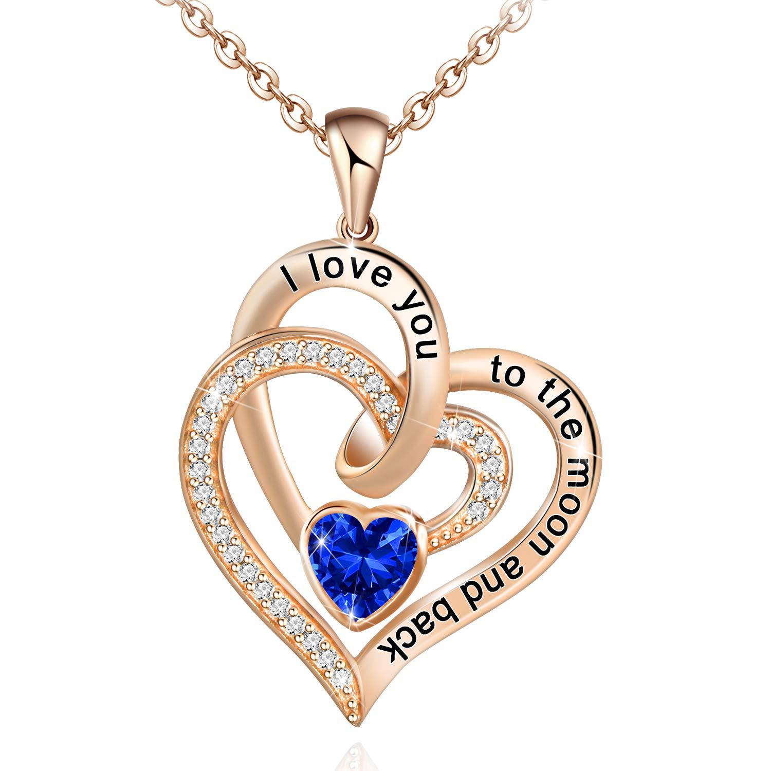 Birthstone Double Heart Necklace | Personalized Gemstone Pendant for Each Month