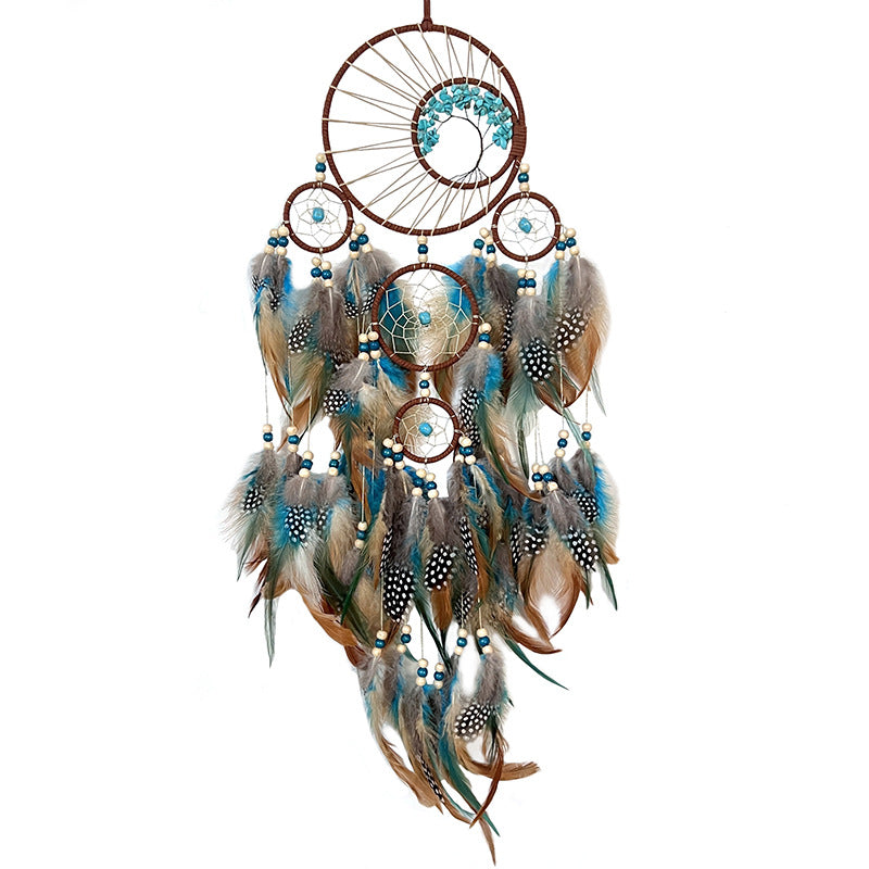 Turquoise Crystal Dreamcatcher Wind Chime | Lucky Tree Protection Charm for Home & Garden
