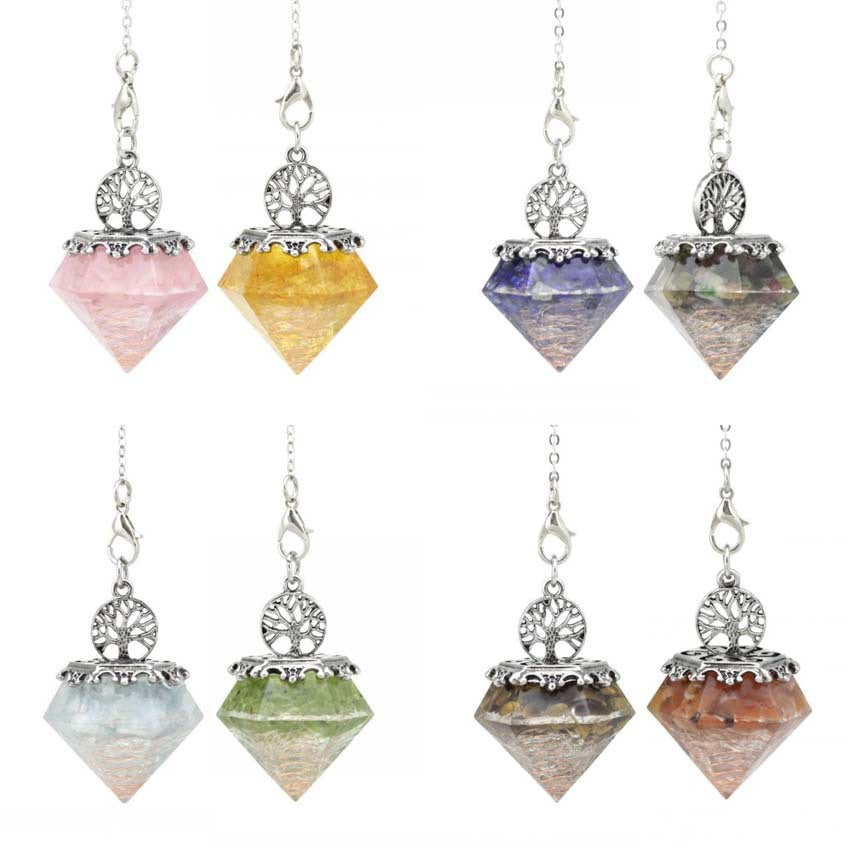 Natural Crystal Gravel Mixed Resin Pendulum