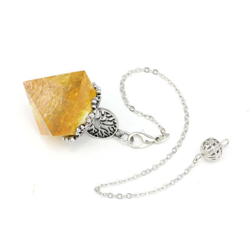 Natural Crystal Gravel Mixed Resin Pendulum