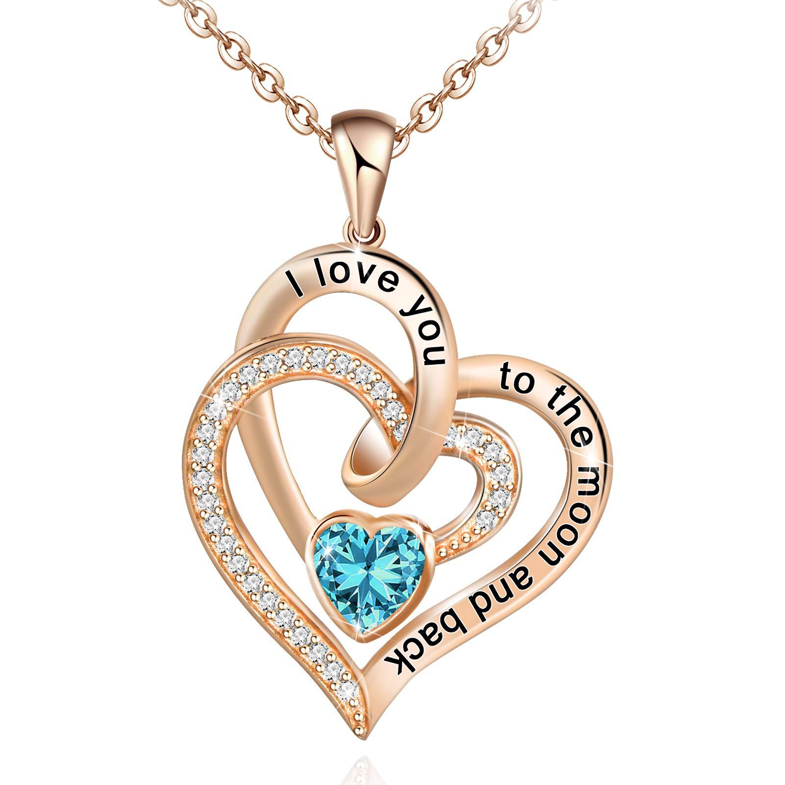 Birthstone Double Heart Necklace | Personalized Gemstone Pendant for Each Month