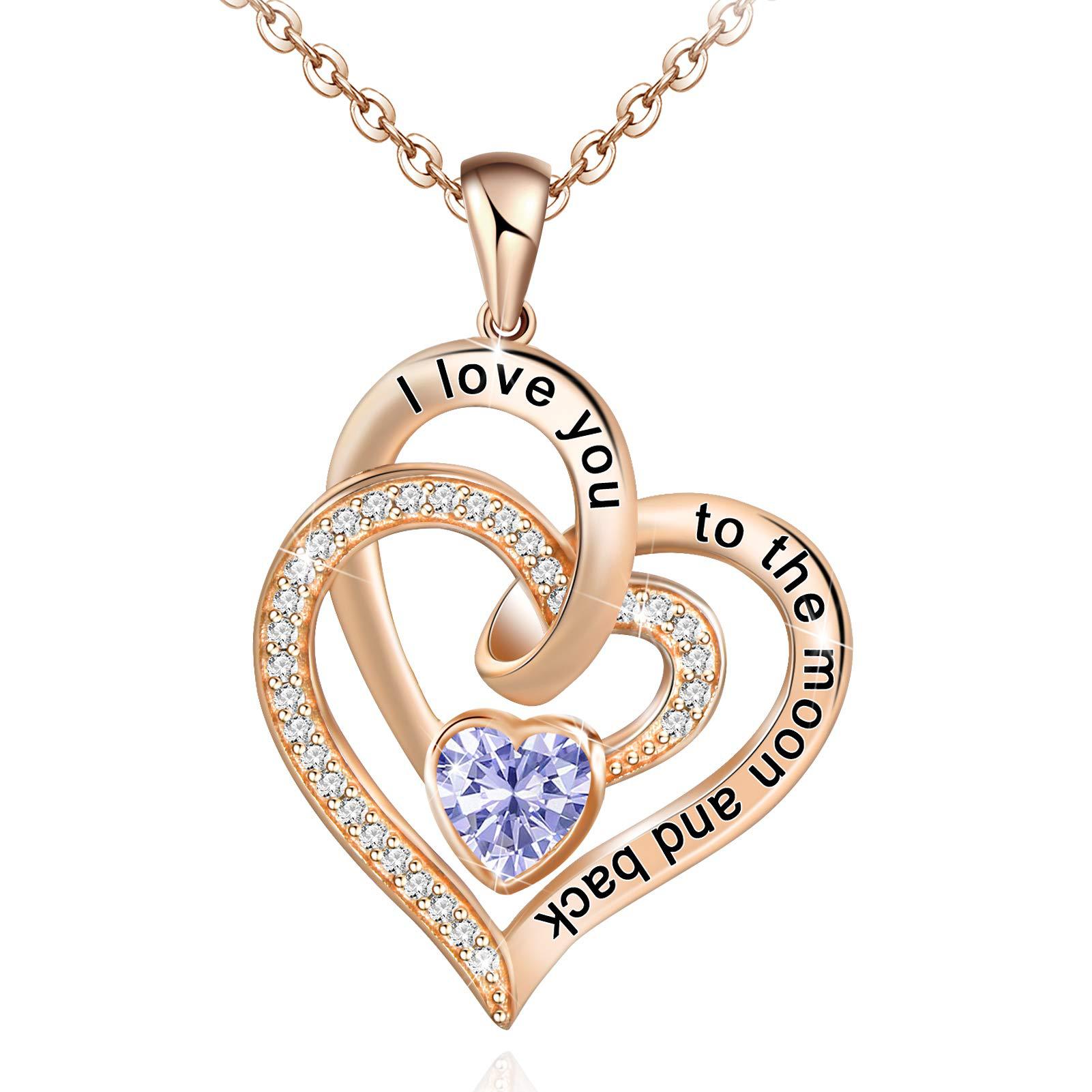 Birthstone Double Heart Necklace | Personalized Gemstone Pendant for Each Month