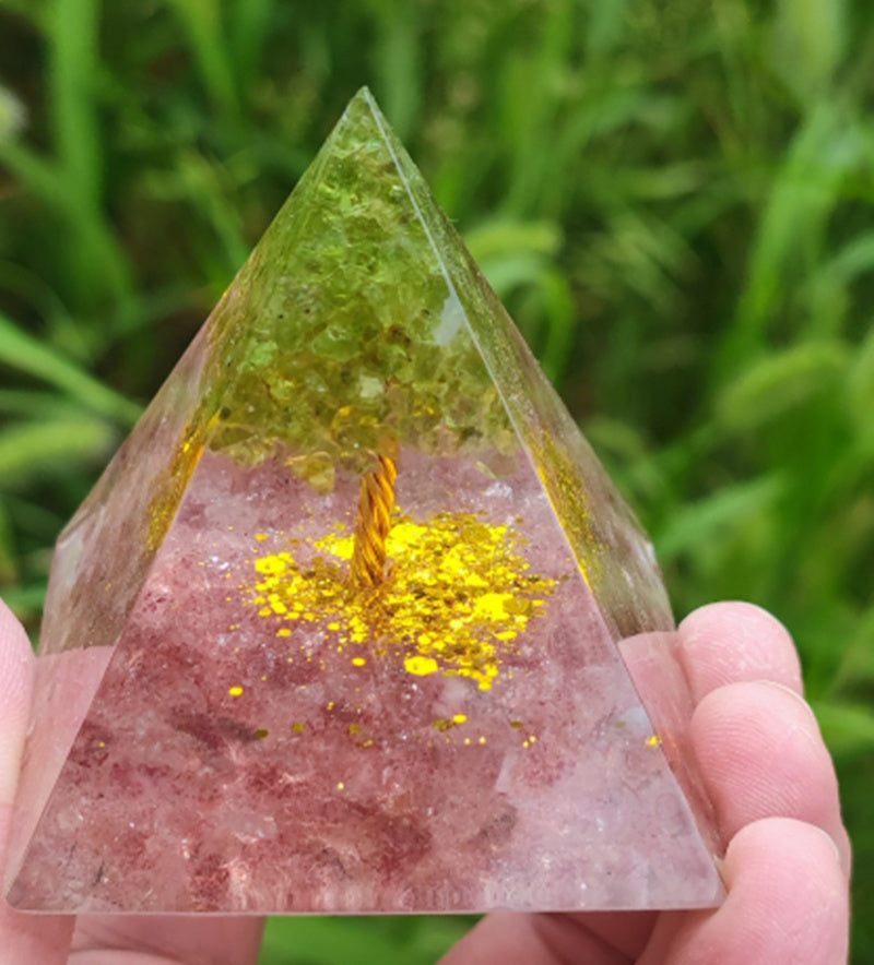 Tiger Eye Orgonite Pyramid | Energy Generator Crystal Pyramid for Reiki, Chakra Healing and EMF Protection