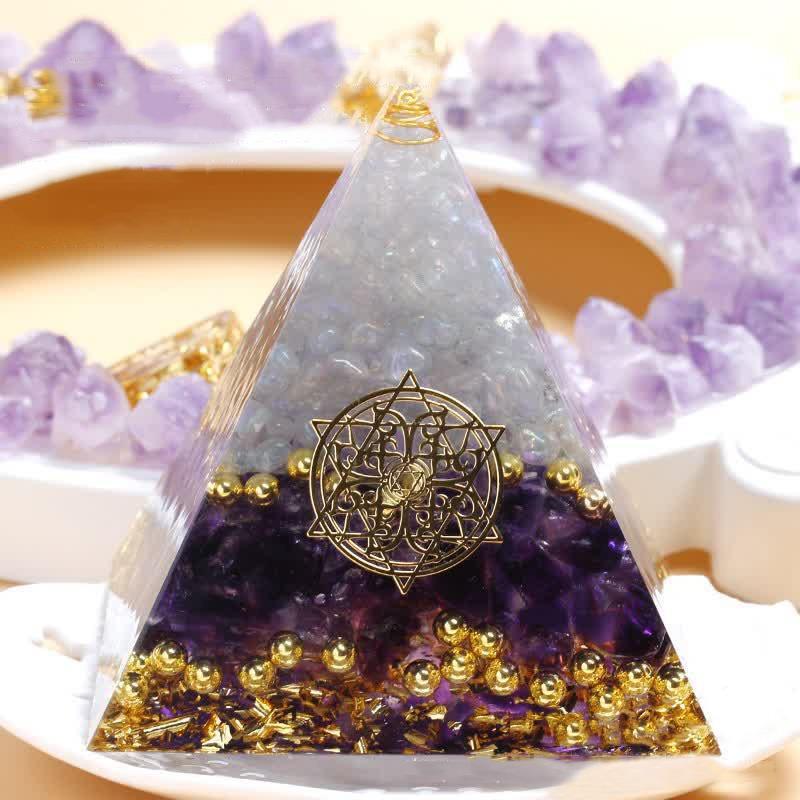 Crystal Gravel Orgonite Pyramid | Resin Energy Tower for Home Decor and Positive Energy