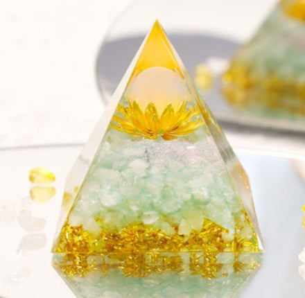 Crystal Gravel Orgonite Pyramid | Resin Energy Tower for Home Decor and Positive Energy