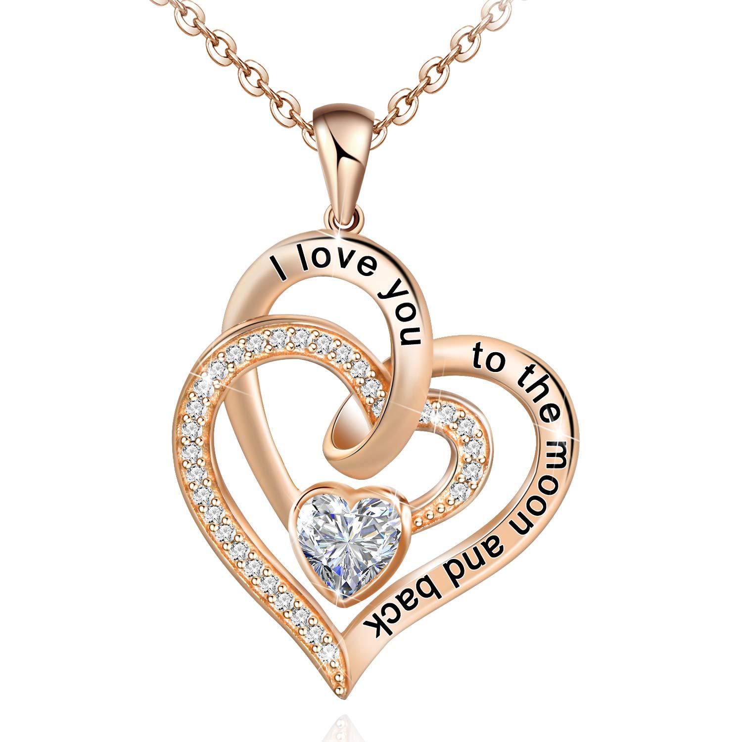 Birthstone Double Heart Necklace | Personalized Gemstone Pendant for Each Month