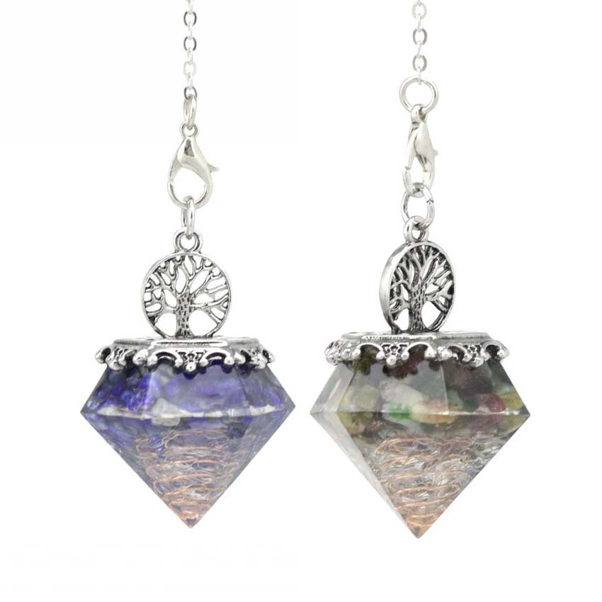 Natural Crystal Gravel Mixed Resin Pendulum