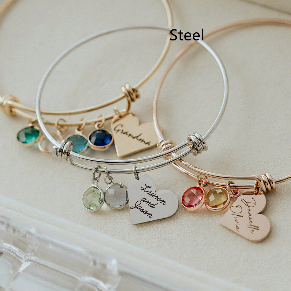 Birthstone Love Retractable Bracelet Can Be Engraved