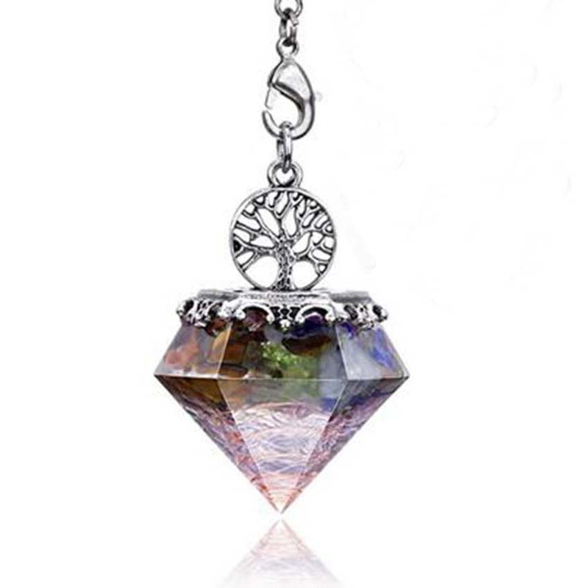 Natural Crystal Gravel Mixed Resin Pendulum
